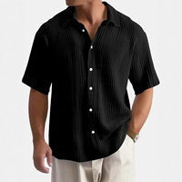 Chemise à manches courtes en pur coton, décontractée et ample, pour homme, nouvelle collection été, style européen et américain, vente en gros transfrontalière.
