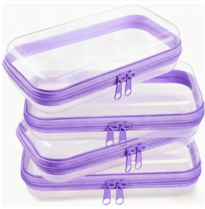 Étui rigide transparent moderne en plastique avec fermeture éclair, étanche, pour crayons, pochette de voyage, organiseur, trousse de maquillage - Product Image 5