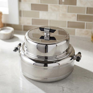 Casserole ronde en acier inoxydable avec couvercle, design minimaliste durable, pour cuisinières à gaz et à induction - Product Image 5