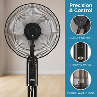 Ventilateur brumisateur télécommandé 16/18 pouces avec écran LED, pulvérisation d'eau intelligente, ventilateur sur pied pour la maison et le bureau, moteur en cuivre pur