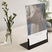 Présentoir de dépliants en acrylique, porte-affiche de Menu personnalisé en pouces, porte-affiche incliné en acrylique
