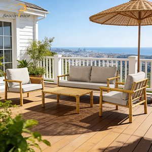 Conjunto de Sofás de Bambú Modernos para Jardín, Muebles de <span class=keywords><strong>Exterior</strong></span>, Sofá Seccional para Patio, Balcón o Terraza de Villa - Product Image 4