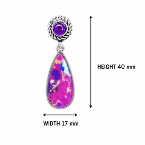 Orecchini retrò a forma di goccia con pietre intarsiate viola e bianche, regali per feste quotidiane da donna - Product Image 5