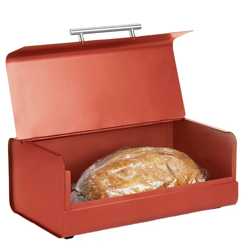 Brotbox mit großer Kapazität Matte Edelstahl-Brot vorrats behälter mit Klappdeckel