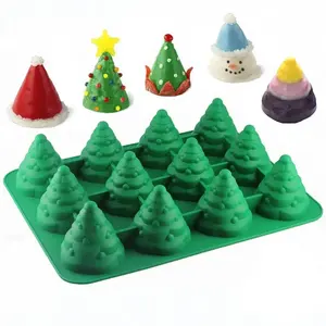 12 Cavity Christmas Tree 3D Silicone Mold DIY Chocolate Cake Baking Silicone Molds