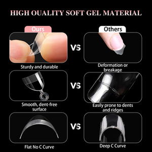 Nouveauté 600 Pièces/Boîte Faux Ongles en Gel Ultra Courts Mat/Transparents à Recouvrement Partiel, Embouts D'Ongles Amande Carrés en Gel Souple - Product Image 3