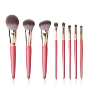 ชุดแปรงแต่งหน้าแบบแบน 8 ชิ้น สีชมพู ขนแปรงสังเคราะห์ ด้ามไม้ หัวแปรงอะลูมิเนียม รับทำโลโก้ แปรงแต่งหน้าระดับมืออาชีพ - Product Image 5
