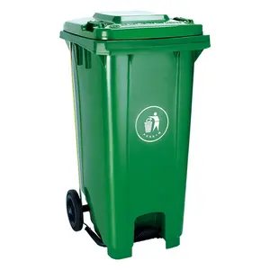 120L Garbage Bin With Wheels Durable Foot Pedal Step Waste Bin
