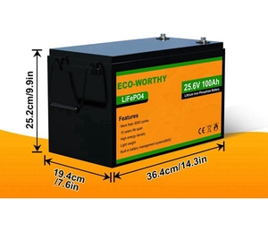 Batterie solaire de stockage à décharge profonde Eco-worthy 24V 25.6V 100Ah, batteries domestiques au lithium fer phosphate - Product Image 2