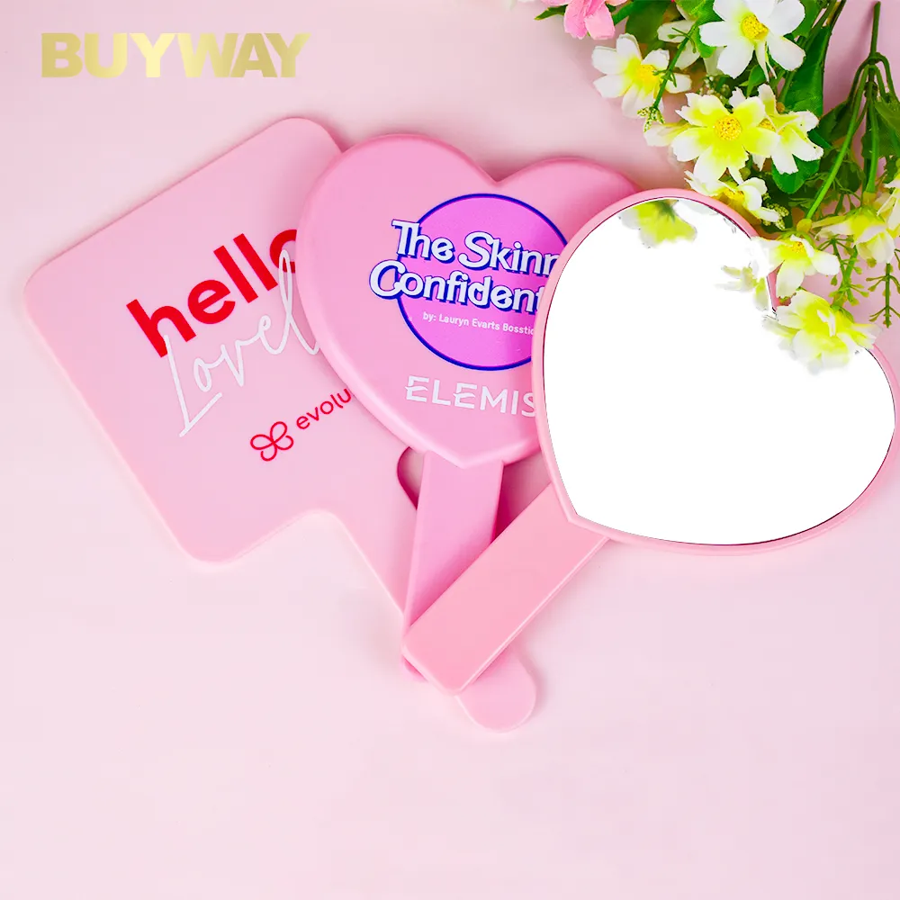 Wholesale Cheap Round Branded Cosmetic Handheld Mirror Pocket Mirror Personalized Gift Square Small Makeup Hand Held Mirror
