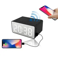 Reloj despertador Digital con carga inalámbrica, Altavoz Bluetooth con Radio FM