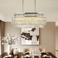 Lustre élégant en cristal chromé, luminaire suspendu rectangulaire pour salle à manger et salon