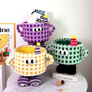 Bán Buôn Máy Tính Để Bàn Lưu Trữ Giỏ Dệt Tay Bông Sợi Dây Thừng Phim Hoạt Hình Lưu Trữ Giỏ Chìa Khóa Đồ Lặt Vặt Đồ Ăn Nhẹ Đồ Chơi Lưu Trữ Giỏ - Product Image 2