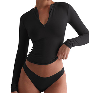 Camiseta de Manga Larga con Botones y Rayas Finas Estilo Y2K para Mujer, Nueva Moda - Product Image 3