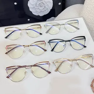 Eyeglasses Frames Manufacturer Women Glasses Frame Fashion Optical Eyeglasses Anti Blue Light Glasses Metal Frame