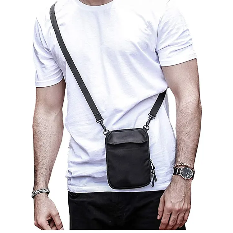 Phone Crossbody Casual Leather Black Wholesale Canvas Cellphone Arm Wallet Oem Men S Mini Shoulder Bag