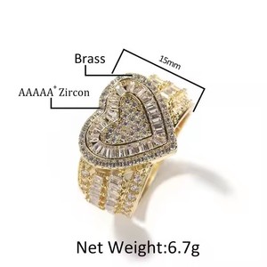 UWIN Hip Hop corazón joyería conjunto chapado en <span class=keywords><strong>oro</strong></span> CZ Bling forma <span class=keywords><strong>de</strong></span> corazón Material <span class=keywords><strong>de</strong></span> latón <span class=keywords><strong>para</strong></span> Mujeres Hombres raperos <span class=keywords><strong>joyas</strong></span> - Product Image 5