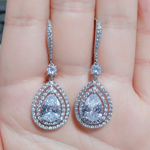 Rakol EP2227 Brass Zircon Hook Dangle Crystal Earring for Women - Product Image 4