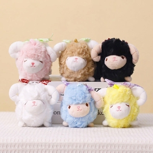En gros, Porte-clés pendentif en peluche agneau mignon avec nœud, personnalisé, style dessin animé, doux, jouet en peluche mascotte pour cadeau - Product Image 6