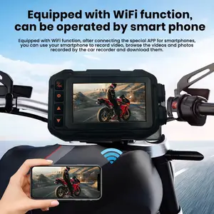 Wifi Mini Dash Cam sepeda motor DVR kamera GPS Camara Moto sudut lebar IP67 tahan air Dual HD 1080P