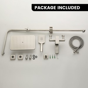 Ensemble de robinetterie de <span class=keywords><strong>douche</strong></span> murale contemporaine 3 fonctions en acier inoxydable nickel brossé avec <span class=keywords><strong>mitigeur</strong></span> eau chaude/froide pour salle de bain - Product Image 6