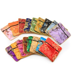 11.5*11.5cm Mixed Color Small Flower Silk Tassel Square Coin Pouch China Zipper Coin Purse Jewelry <b>Bag</b> - Product Image 1