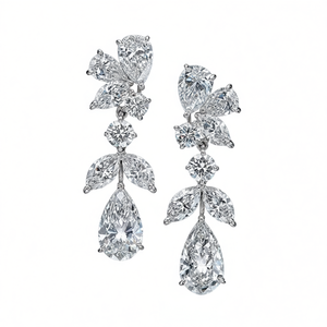 Orecchini E2327 in Oro Bianco con Diamanti Taglio a Pera, Colore D Naturale, Certificati GIA, Gioielli di Lusso da Sposa per Donna - Product Image 1