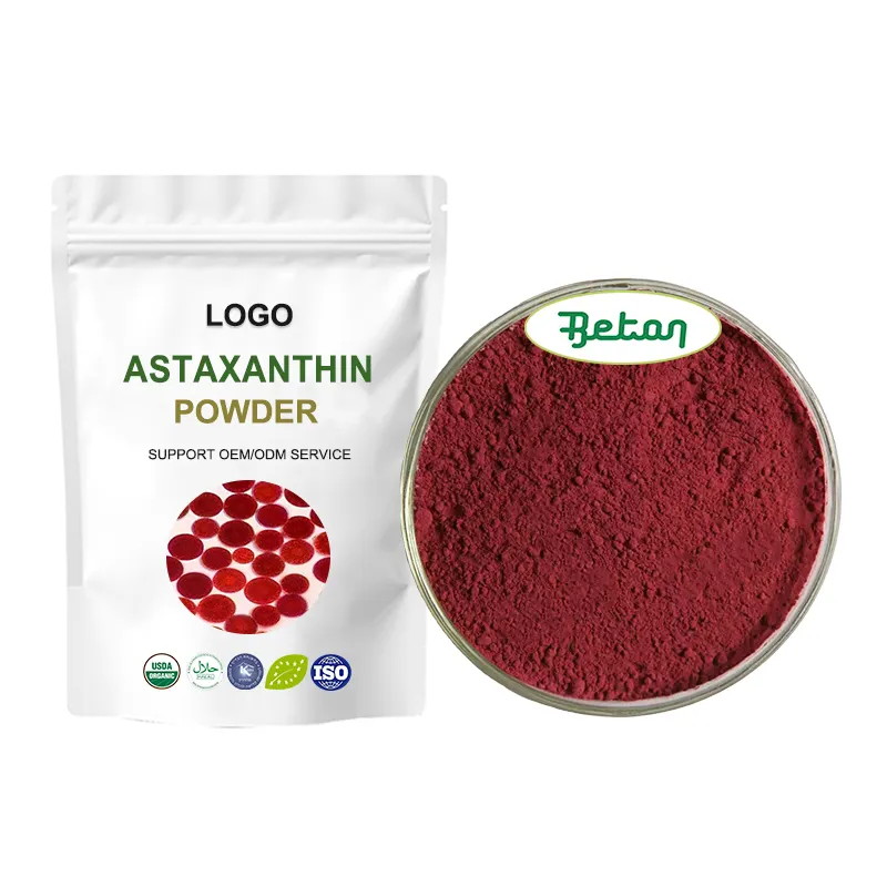 Materia prima de astaxantina 5% orgánica Natural pura al mejor precio, polvo de extracto de Haematococcus Pluvialis de grado alimenticio CAS 472-61-7