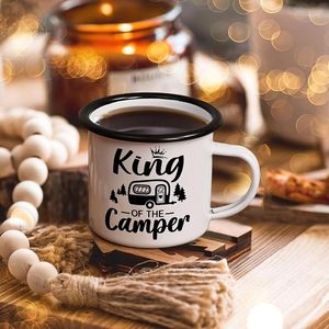 King of the Camper Taza de esmalte 350ml Regalos para acampar Accesorios para caravanas y regalos de tazas para <span class=keywords><strong>novio</strong></span> con eslogan - Product Image 4