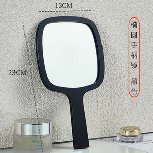 Handheld Skin-friendly Makeup <b>Mirror</b> Single-Sided Plastic Handle Black Frame <b>Square</b> Shape Custom Logo - Product Image 2