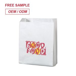 Sac en papier kraft blanc brun résistant à l'huile à fond pointu avec logo personnalisé pour l'emballage alimentaire - Product Image 1