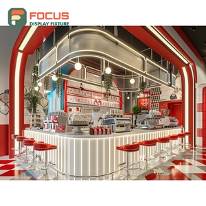 ตู้โชว์กาแฟแบบหรูหรา  ตกแต่งด้วยวีเนียร์ไม้โอ๊ค  พร้อมพื้นที่จัดแสดงขวดน้ำเชื่อม  ตู้โชว์หน้าร้าน - Product Image 2