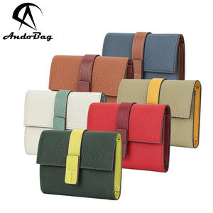 กระเป๋าสตางค์ AndoBag แบบสั้นสำหรับผู้หญิง หนังวัวแท้ กระเป๋าสตางค์แบบสามพับ ช่องใส่เหรียญแบบซิป กระเป๋าใส่บัตรแฟชั่นลายตัดกัน รุ่น 1581 - Product Image 1