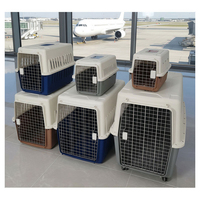 Caisse de transport pour animaux de compagnie en plastique robuste 950 #   Boîte de transport pour chien ventilée avec roues et plaque de support