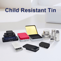 Caja de lata de metal deslizante resistente a los niños con impresión en color en relieve personalizada para embalaje Ventas calientes 5 paquetes Contenedor Hojalata