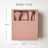 Set Kuas Makeup Penutup Noda Wajah 5 Pcs Rambut Sintetis Label Pribadi Terbaru dengan Gagang Plastik dan Kotak Cermin, Ramah Perjalanan
