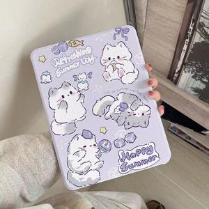 Cartoon Cat Ins iPad Air 4/5 manchon de protection rotatif <span class=keywords><strong>coque</strong></span> plate en TPU pour iPad Pro/10/9/8th avec poignée de téléphone incluse - Product Image 3