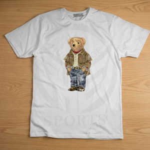 Camiseta de Manga Corta con Cuello Redondo y Estampado de Osito, Bordado R~L de BAHOO INDUSTRY, 100% Algodón para Hombre, Nueva Colección Primavera Verano 2026 - Product Image 3