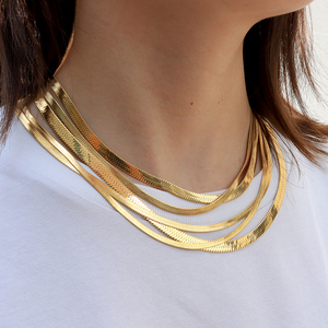 Minos 스테인레스 스틸 헤링본 체인 Tarnish 무료 쥬얼리 18K 골드 도금 2mm-8mm 헤링본 뱀 체인 남성 여성 - Product Image 4