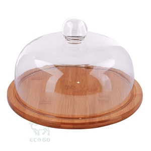 Base para Pastel Ecológica de Bambú Grabada, No Tóxica, con Cúpula, para Bodas, Fiestas, Hogar y Cocina - Product Image 1