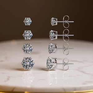 Orecchini a Perno Classici in Argento 925 con Cristallo Taglio Brillante Rotondo 8mm, Gioielli da Donna per Uso Quotidiano - Product Image 2