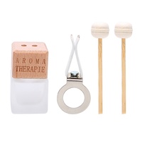 Diffuseur de parfum carré 8 ml pour voiture avec bâtonnets en bois, clips de fixation pour grille d'aération, flacons de parfum pour voiture