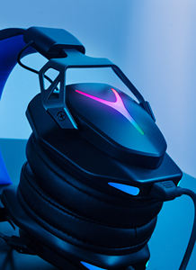 Bras de suspension à fourche en métal flexible RVB Design <span class=keywords><strong>Casque</strong></span> de jeu durable avec microphone USB Style de lumières respiratoires - Product Image 6