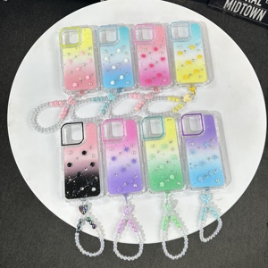 Custodia per <span class=keywords><strong>iPhone</strong></span> 17 PRO MAX antiurto con design 3 in 1 in resina epossidica sfumata e glitter, e bella catena decorativa - Product Image 6