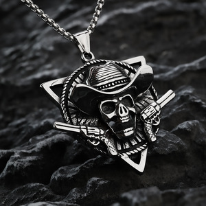 Collar con Colgante de Calavera Vaquera de Acero Inoxidable yunnique, Joyería Occidental para Hombre, Regalo, Colgante de Moda - Product Image 3