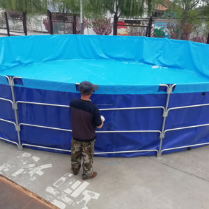 유연한 PVC 및 캔버스 방수 아연 도금 라운드 어항 양식 용 수영장 용 접이식 양식 장비 - Product Image 1