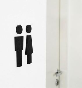 Panneaux de toilettes et de sanitaires en bois faits à la main pour hommes et femmes, modernes et simples, écologiques, décoration de maison pour porte de salle de bain WC - Product Image 2