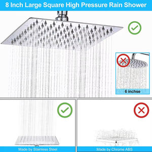 Robinet de salle de bain mural <span class=keywords><strong>avec</strong></span> système de douche noir à haute pression de 8 et 12 pouces <span class=keywords><strong>avec</strong></span> <span class=keywords><strong>mitigeur</strong></span> dissimulé Accessoires de douche à main inclus - Product Image 5