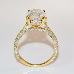 Roomy fine jewelry diamond ring custom 9k 10k 14k 18k solid purity gold CVD hpht 1.5ct diamond women rings