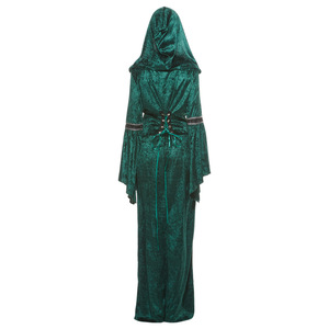 Disfraz de Mago Renacentista Verde para Mujer, Manga Larga, con Capucha, de Poliéster, para Fiesta de Disfraces - Product Image 5